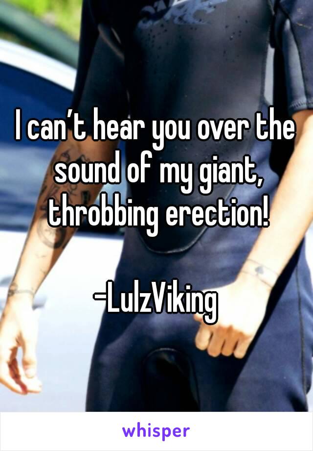 I can’t hear you over the sound of my giant, throbbing erection!

-LulzViking