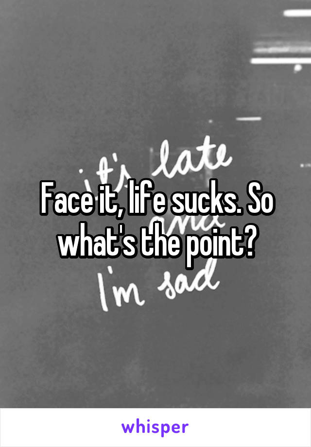 Face it, life sucks. So what's the point?