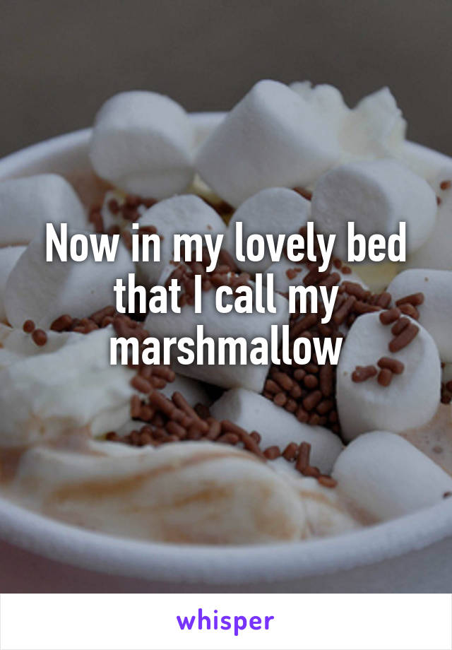 Now in my lovely bed that I call my marshmallow
 