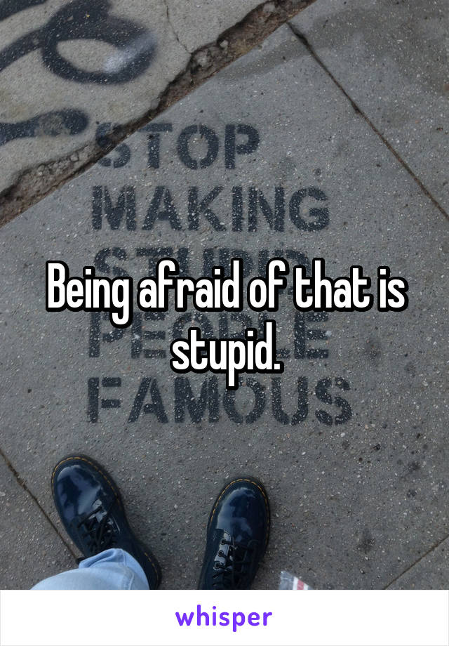 Being afraid of that is stupid.