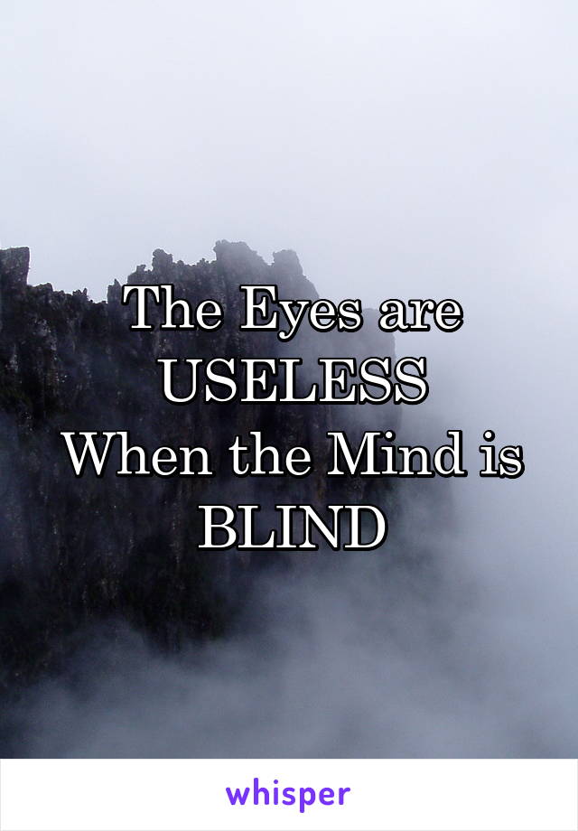 The Eyes are USELESS
When the Mind is BLIND