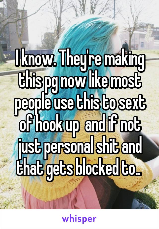 I know. They're making this pg now like most people use this to sext of hook up  and if not just personal shit and that gets blocked to.. 