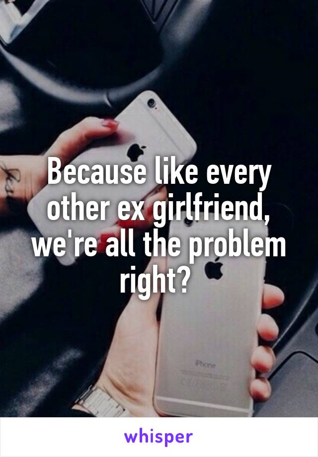 Because like every other ex girlfriend, we're all the problem right? 