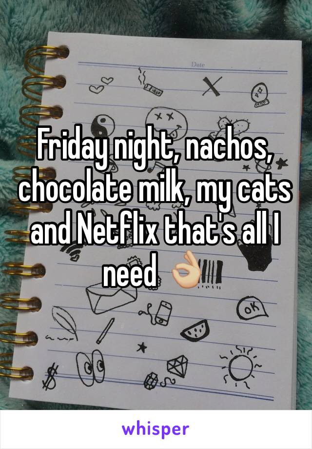 Friday night, nachos, chocolate milk, my cats and Netflix that's all I need 👌🏼
