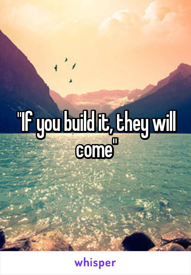 "If you build it, they will come"