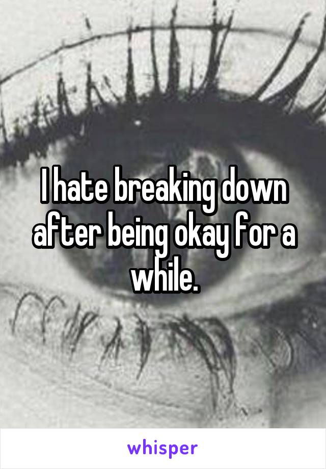 I hate breaking down after being okay for a while.