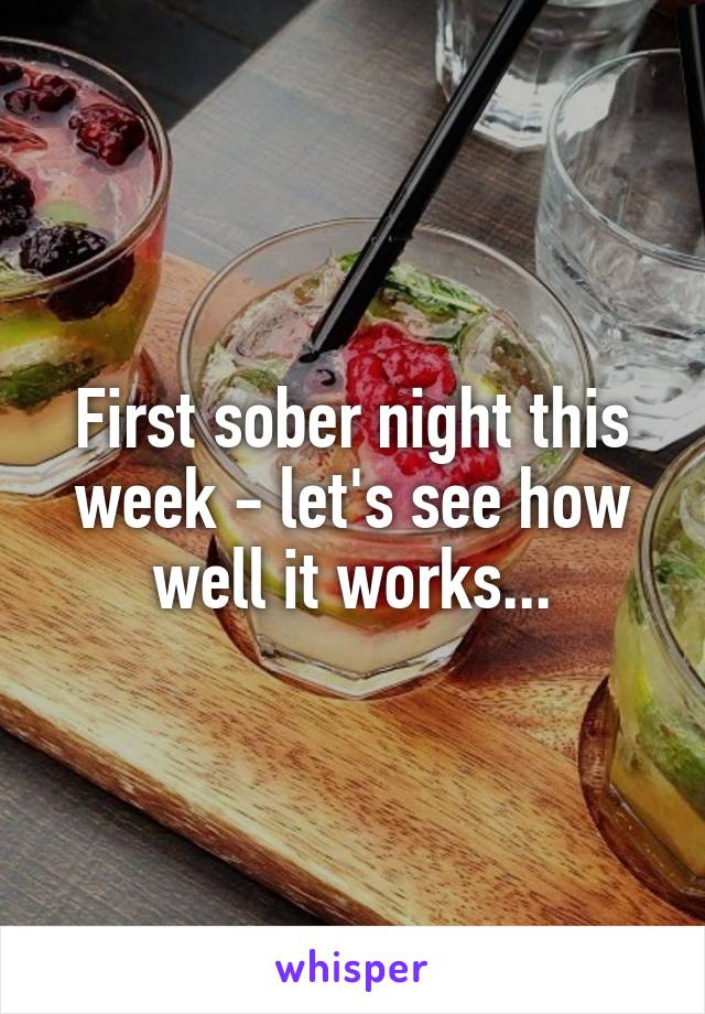 First sober night this week - let's see how well it works...