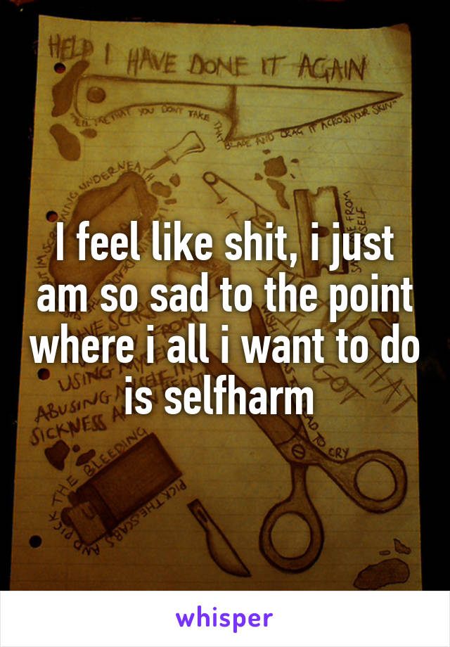 I feel like shit, i just am so sad to the point where i all i want to do is selfharm 