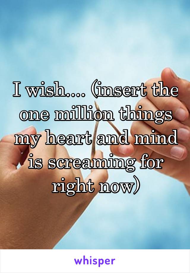 I wish.... (insert the one million things my heart and mind is screaming for right now)