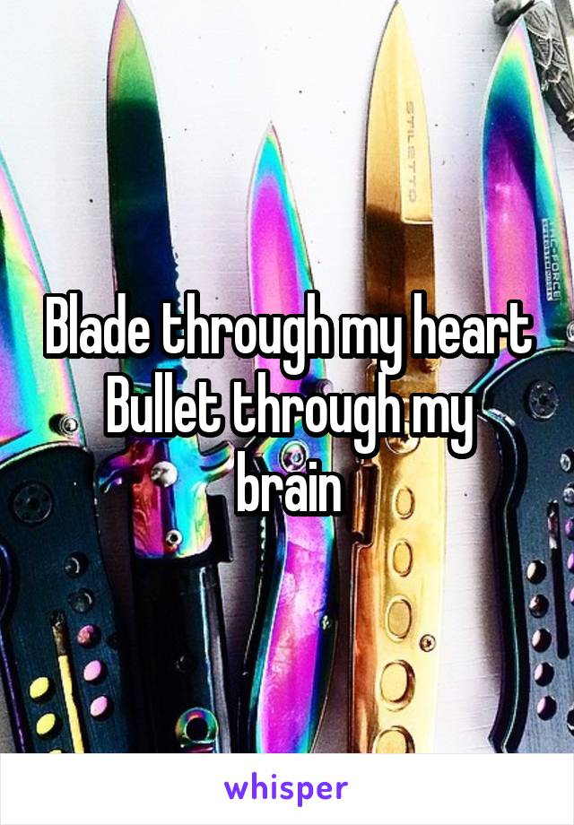 Blade through my heart
Bullet through my brain