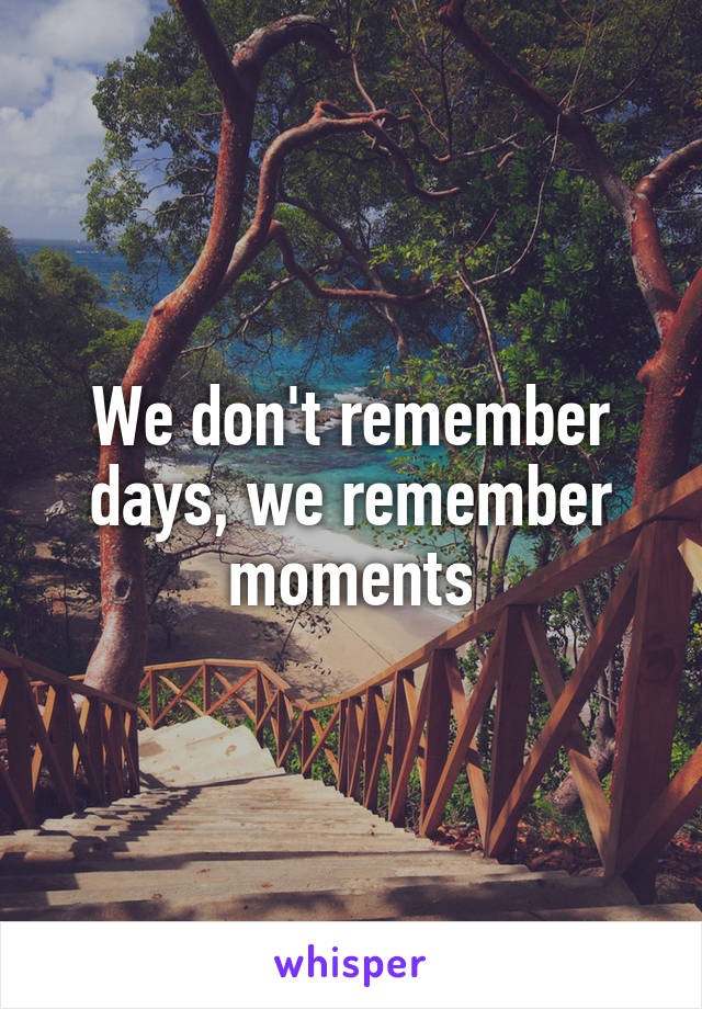 We don't remember days, we remember moments