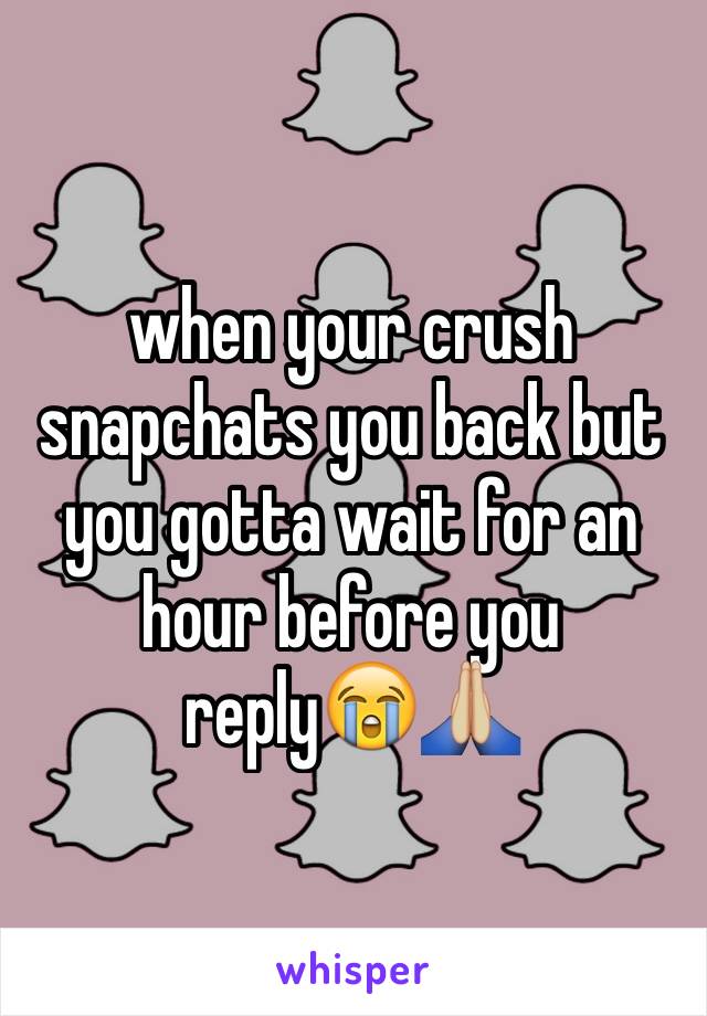 when your crush snapchats you back but you gotta wait for an hour before you reply😭🙏🏼