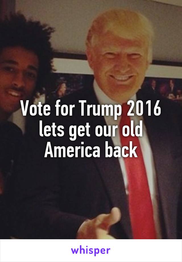 Vote for Trump 2016 lets get our old America back