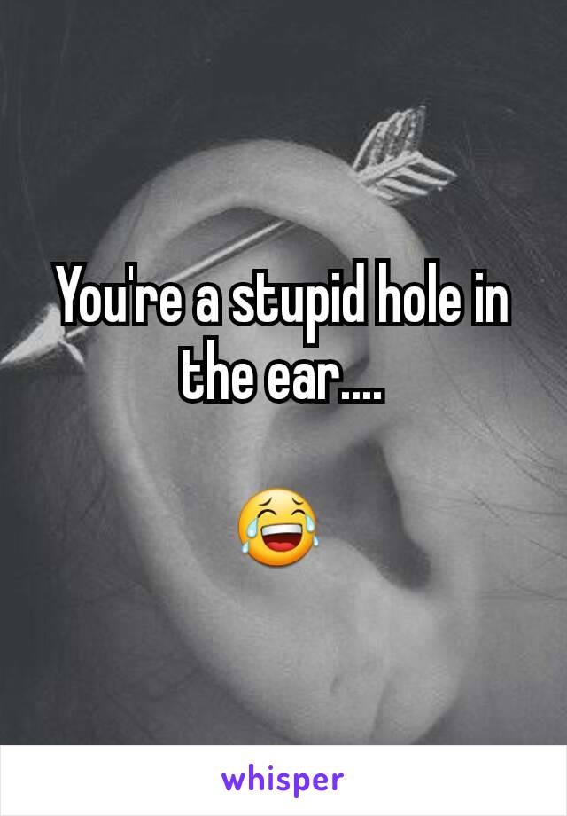 You're a stupid hole in the ear....

😂 