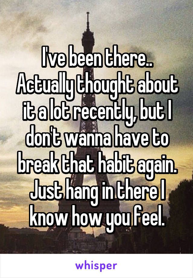 I've been there.. Actually thought about it a lot recently, but I don't wanna have to break that habit again. Just hang in there I know how you feel.