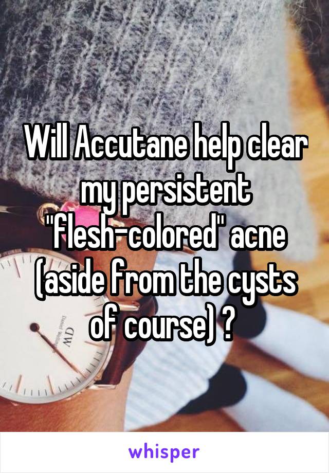 Will Accutane help clear my persistent "flesh-colored" acne (aside from the cysts of course) ? 