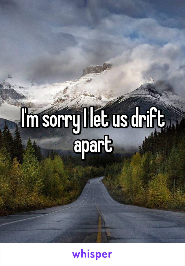 I'm sorry I let us drift apart