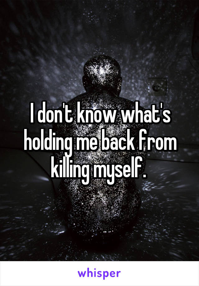 I don't know what's holding me back from killing myself. 