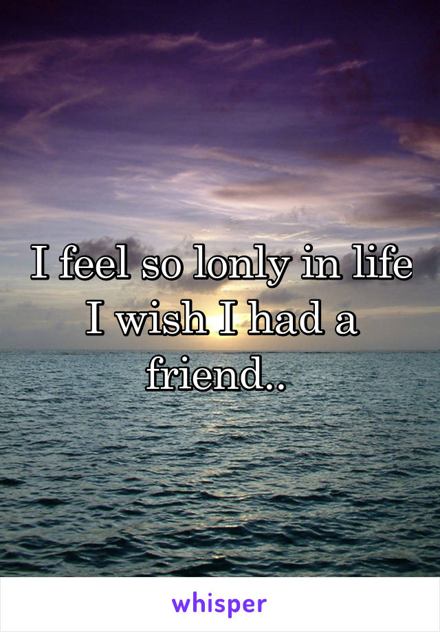 I feel so lonly in life I wish I had a friend.. 