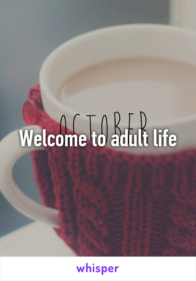 Welcome to adult life