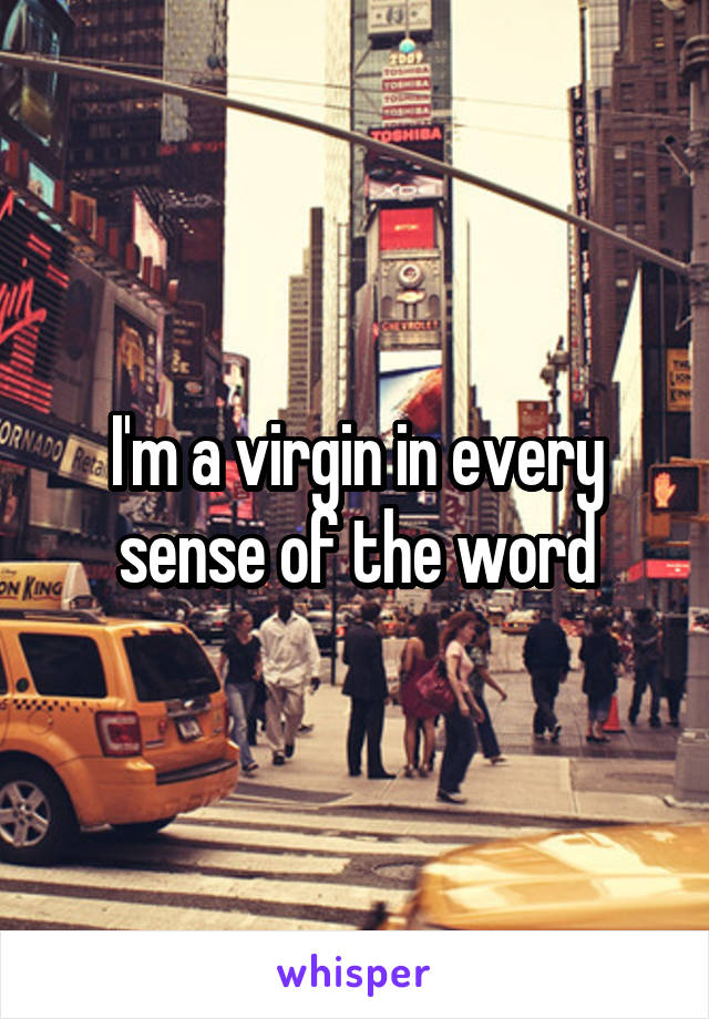 I'm a virgin in every sense of the word