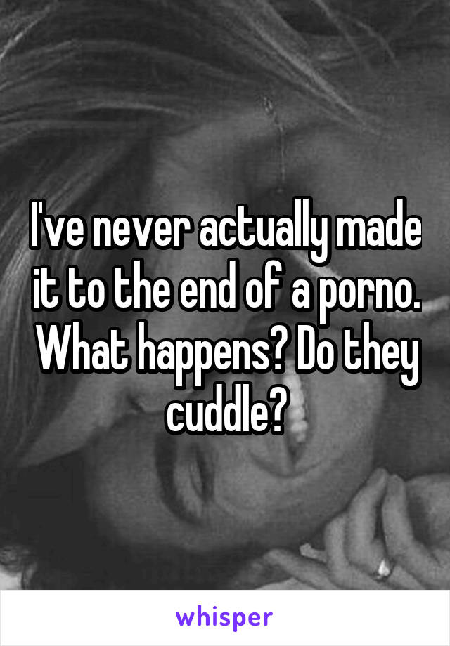 I've never actually made it to the end of a porno. What happens? Do they cuddle?