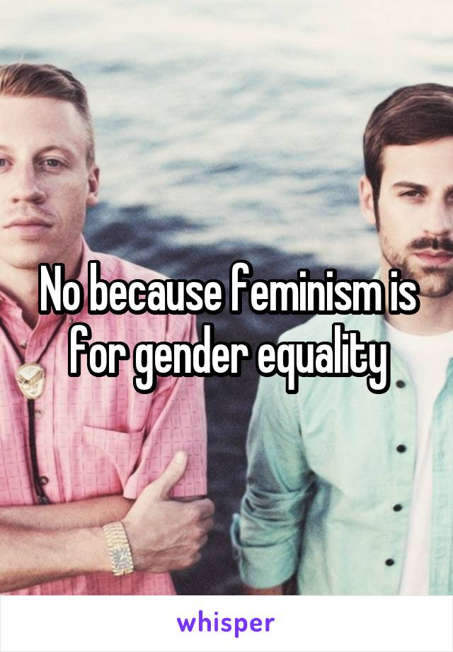 No because feminism is for gender equality