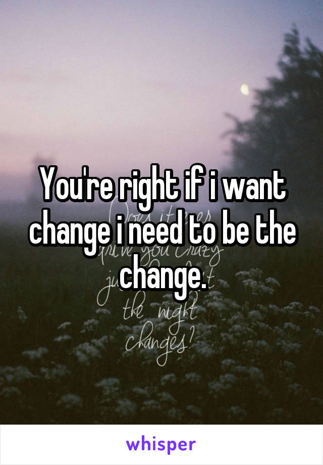 You're right if i want change i need to be the change.