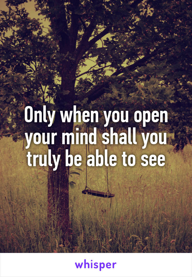 Only when you open your mind shall you truly be able to see