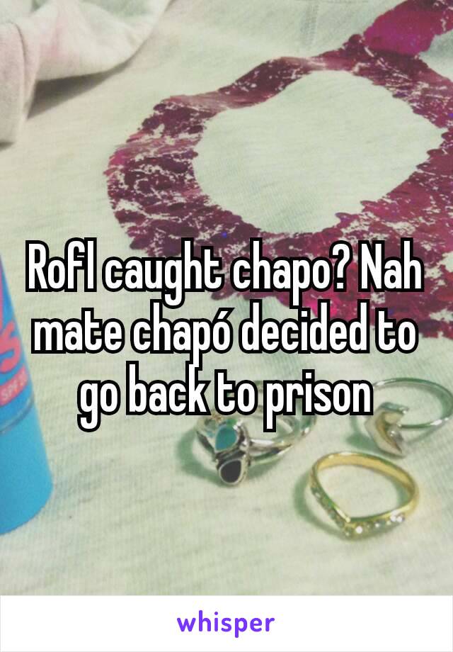 Rofl caught chapo? Nah mate chapó decided to go back to prison