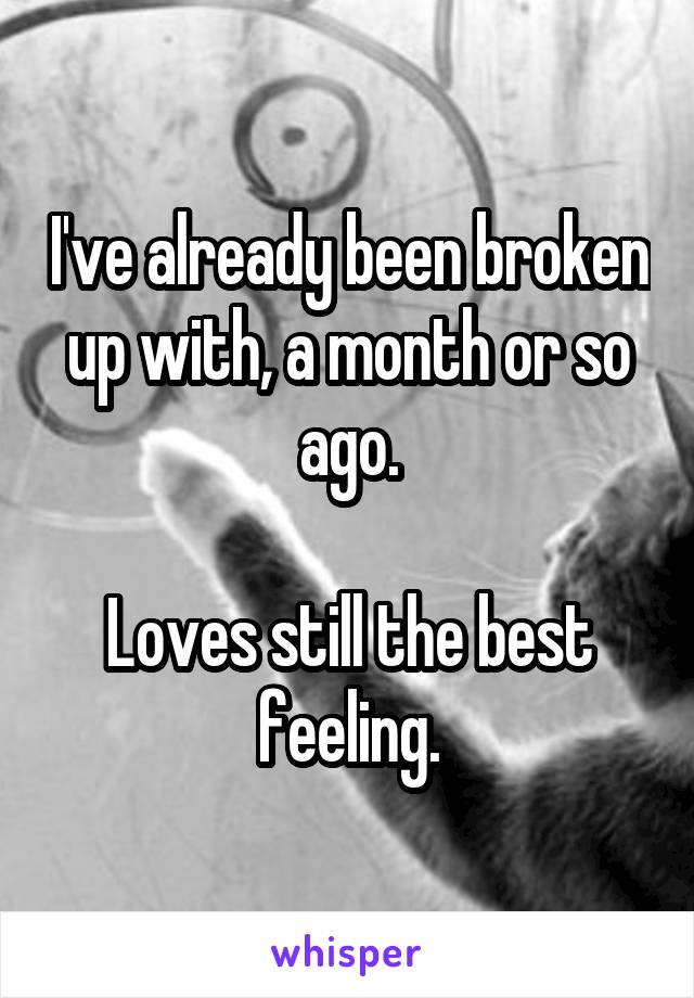 I've already been broken up with, a month or so ago.

Loves still the best feeling.