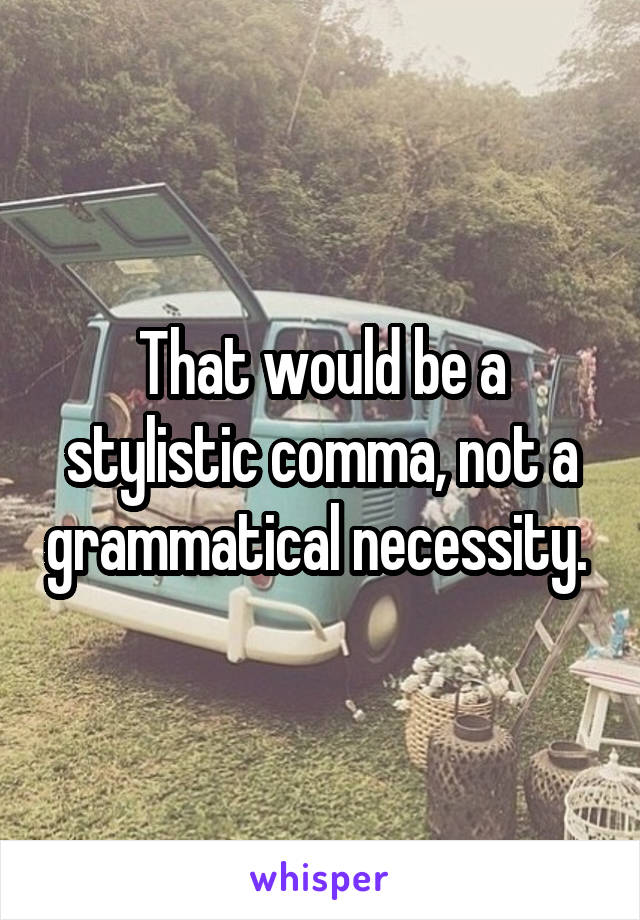 That would be a stylistic comma, not a grammatical necessity. 