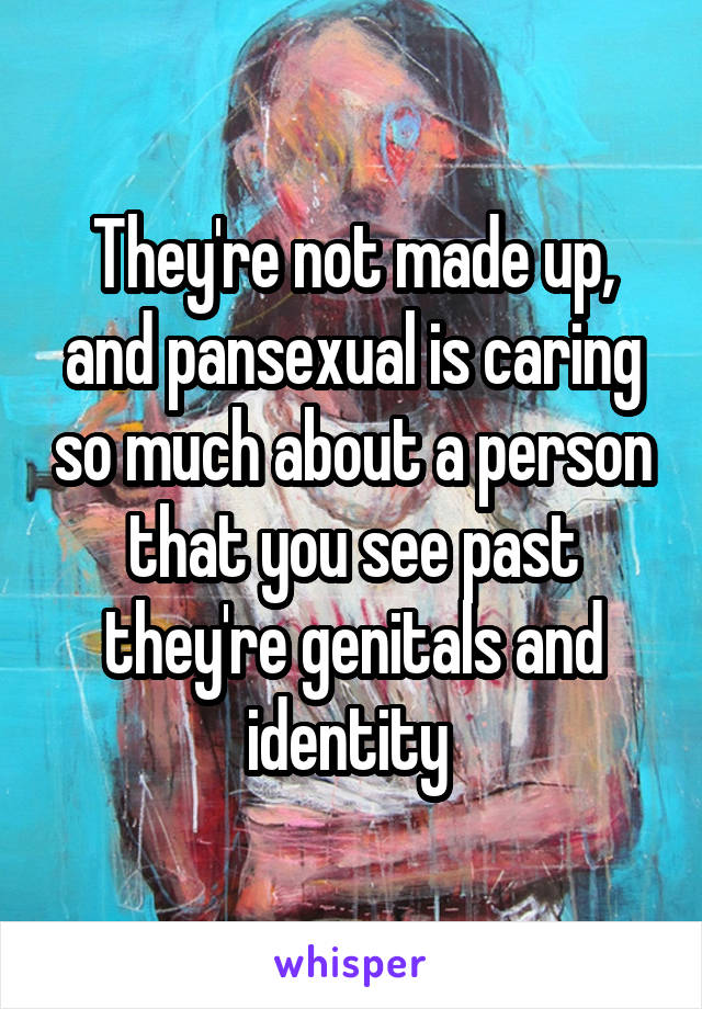 They're not made up, and pansexual is caring so much about a person that you see past they're genitals and identity 