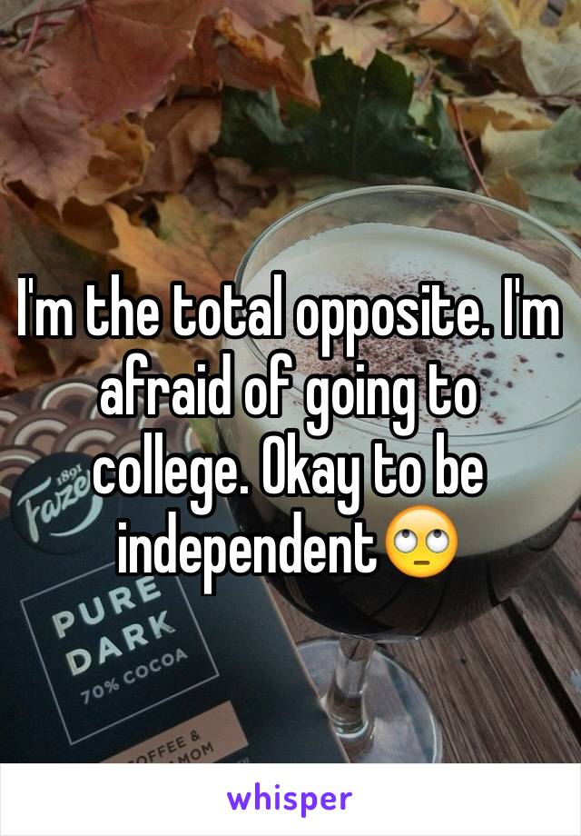 I'm the total opposite. I'm afraid of going to college. Okay to be independent🙄