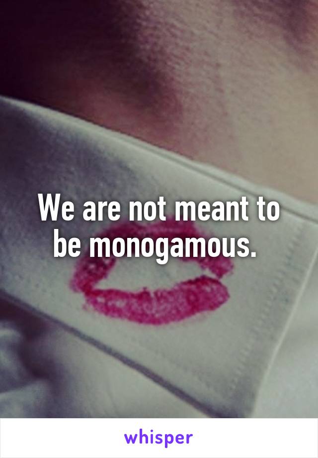 We are not meant to be monogamous. 