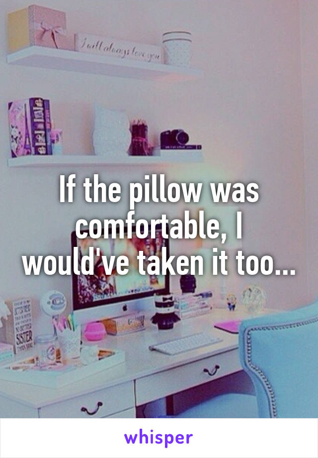 If the pillow was comfortable, I would've taken it too...