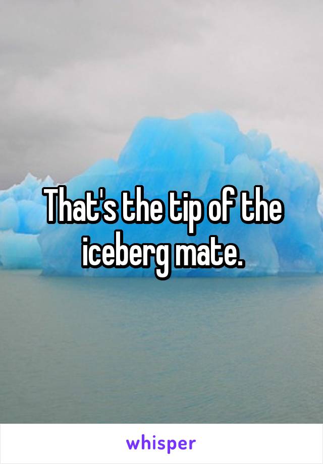 That's the tip of the iceberg mate.