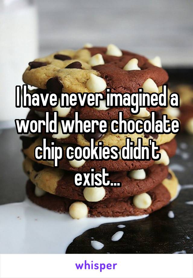 I have never imagined a world where chocolate chip cookies didn't exist...