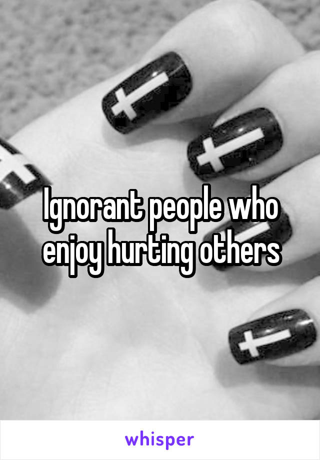 Ignorant people who enjoy hurting others