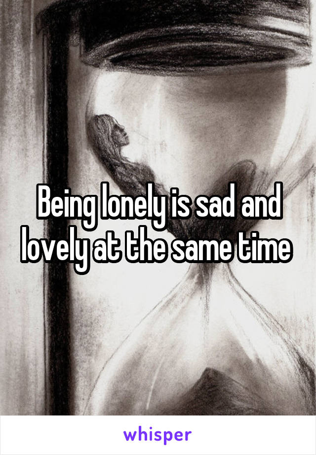 Being lonely is sad and lovely at the same time 