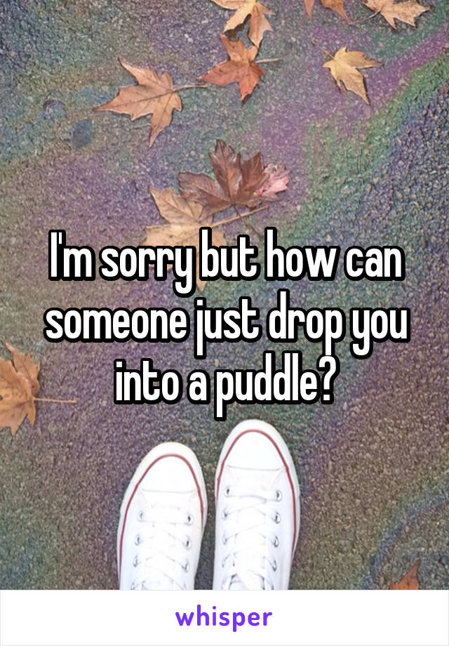 I'm sorry but how can someone just drop you into a puddle?