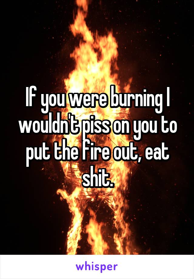 If you were burning I wouldn't piss on you to put the fire out, eat shit.
