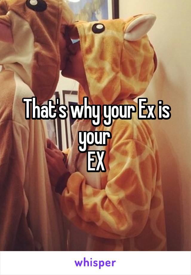 That's why your Ex is your 
EX