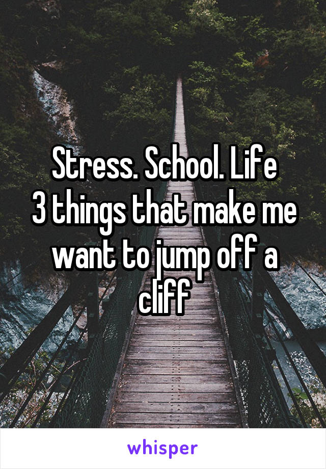 Stress. School. Life
3 things that make me want to jump off a cliff