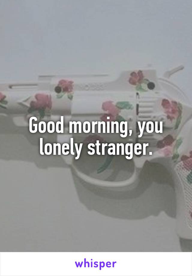 Good morning, you lonely stranger.