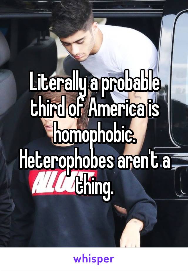 Literally a probable third of America is homophobic. Heterophobes aren't a thing.