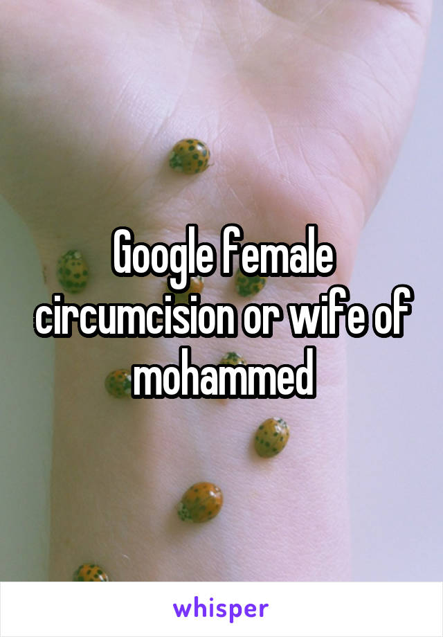 Google female circumcision or wife of mohammed