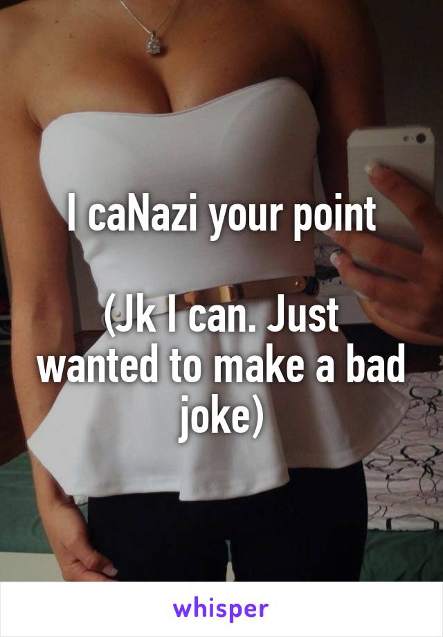 I caNazi your point

(Jk I can. Just wanted to make a bad joke)