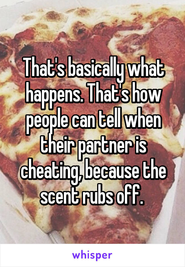 That's basically what happens. That's how people can tell when their partner is cheating, because the scent rubs off. 