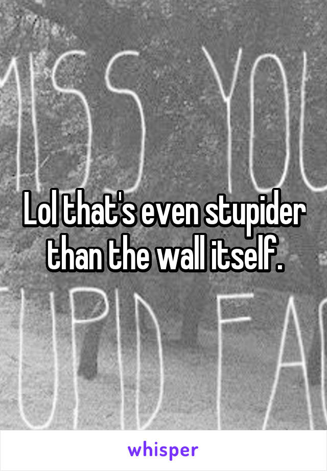 Lol that's even stupider than the wall itself.
